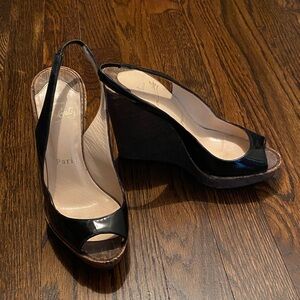 Christian Louboutin Black Cork Wedge